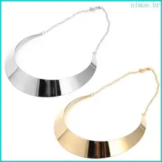 Nim Banhado A Ouro Prata Torque Colar Gargantilha Liga Metal Exclusiva