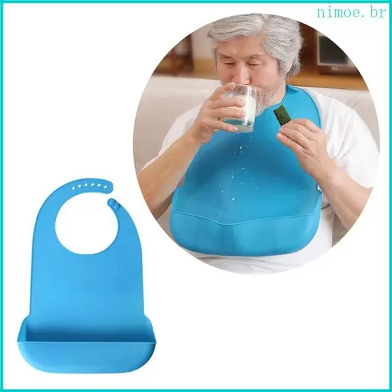 Babador Adulto Silicone Qualidade Alimentar Nim Arroto À Prova D Peça Coletora