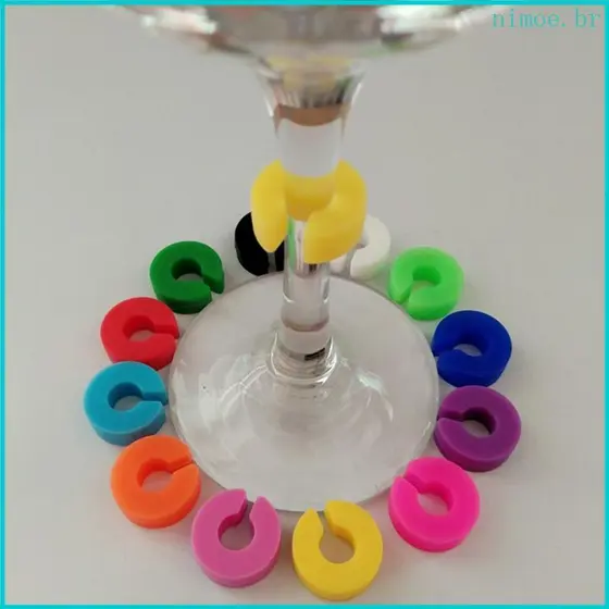 Conjunto Marcadores Para Copos Vinho Nim 12 Circulares Silicone