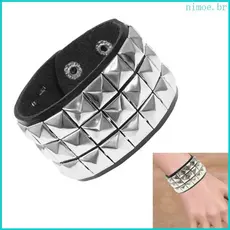 Pulseira Quadrada Cravejada Punk Nim Exclusiva Rebite