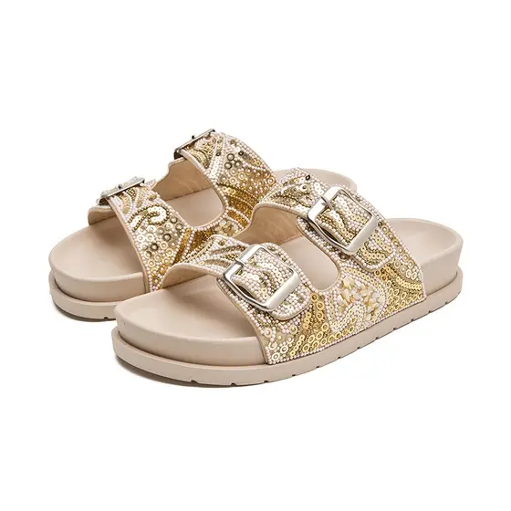 Meijile Sandálias de Plataforma com Fivela de Couro e Detalhes de Strass para Mulheres Estilo Casual e Confortável266