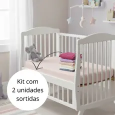 Kit 02 Lençol Avulso Microfibra Alta Qualidade Berço Padrão Americano 130x70cm Com Elástico