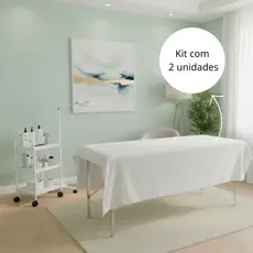 Kit 2 Lençol Para Maca Hospitais Clínicas Estética Percal 400 Fios sem elástico Super Macio
