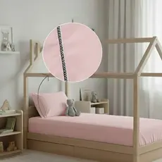 Jogo 2 peças Cama Montessoriana 150x70cm Fronha Ponto Palito Lisa Percal Menina Menino