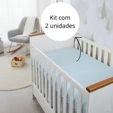 Kit 2 Lençol Cores Iguais Berço Americano 130x70cm Com Elástico Percal 400 fios Menino Menina