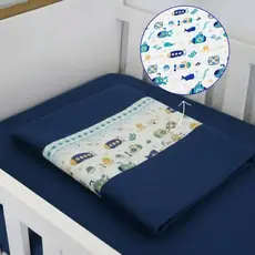 Lençol Avulso Berço Padrão Americano SEM Elástico - Barrado Estampado Percal 400 fios