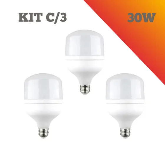 Kit 3 Lâmpadas Alta Potência Led BR 30W