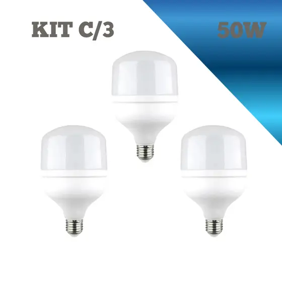 Kit 3 Lâmpadas Alta Potência Led BR 50W