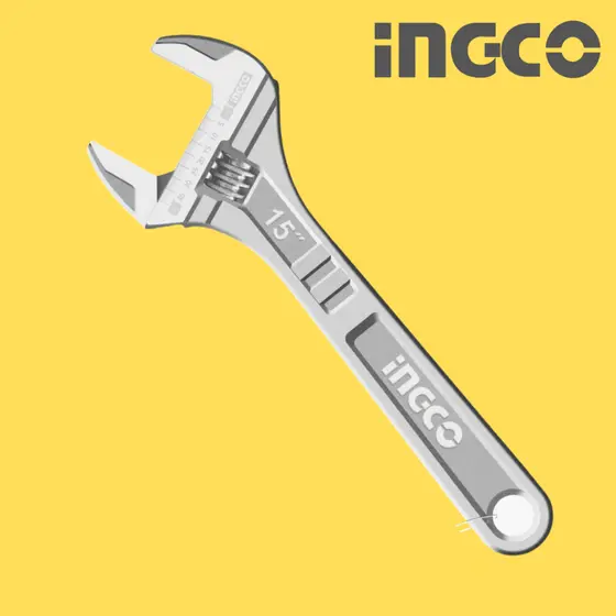 Chave Ajustável Inglesa INGCO Aço Carbono 45# 10″ 12″ 15″ Profissional