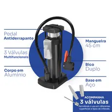 Bomba De Encher Pneus Bicicleta Carro Moto Bola Colchão Manual Portátil 160psi Preto