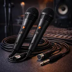 Kit 2 Microfones Dinâmicos Com Fio Profissional Karaokê Igreja Palestra P10 Som Limpo