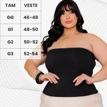 Top Tube Plus Size Tomara Que Caia Forro Duplo Sustenta Zero Transparencia Suplex Elástico Costas