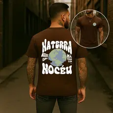 Camiseta Unissex Na Terra Como No Céu Manga Curta Algodão Streetwear Estliso