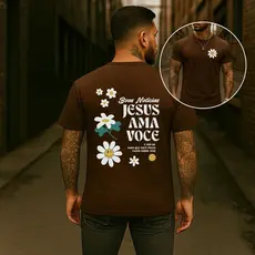Camiseta Unissex Jesus Ama Você Religioso Algodão Streetwear Estliso