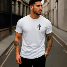 Camiseta Unissex Cruz Algodão Streetwear Estliso