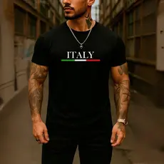 Camiseta Unissex Italy Manga Curta Algodão Streetwear Estliso