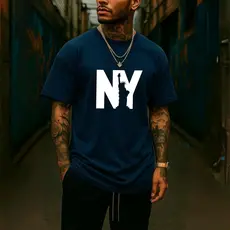 Camiseta Unissex NY Manga Curta Algodão Streetwear Estliso