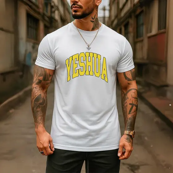 Camiseta Unissex Yeshua Religioso Manga Curta Algodão Streetwear Estliso