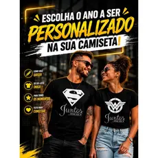 Kit 2 Camisetas Casal com Ano Personalizado | Presente Dia Dos Namorados