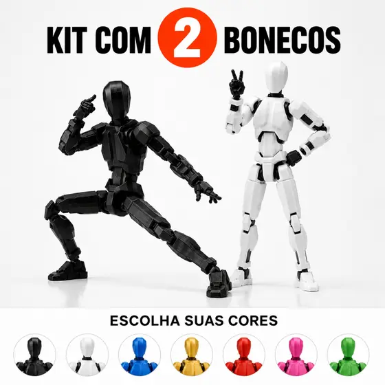 Kit 2 Boneco Articulado Dummy 13 Desmontado Brinquedo Infantil Figura Criativo Acessórios