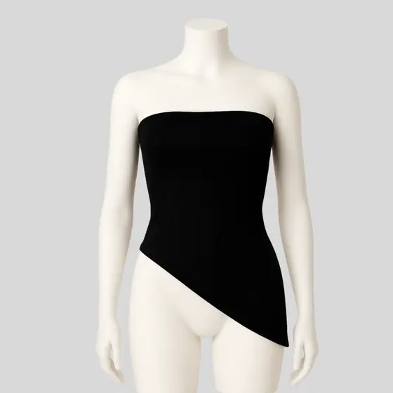 Blusa Feminina Tomara que Caia Assimétrica Canelada  – Envio Imediato
