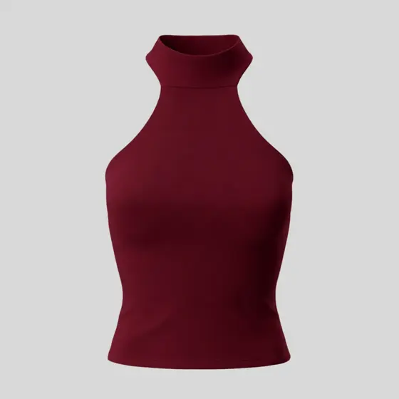 Blusa Feminina Básica Gola Alta Halter Costas Nuas | Casual e Versátil