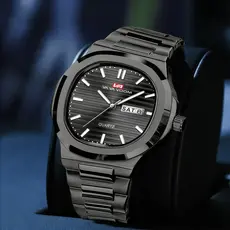 VAVA Relógio de quartzo masculino de luxo, à prova d'água, presente, caixa de presentes elegante aço inoxidável negócios