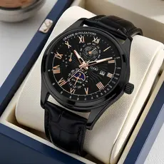 Relógio Masculino Relogio A Prova D'água Luxo Orient Leather Calendário Moda Simples e Moderna