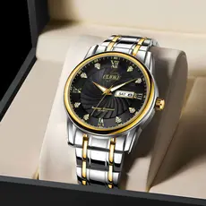 Relógio Masculino Aço Inoxidável À Prova d'Água Quartzo Automático Elegante Premium lançamento popular presente
