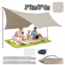 Toldo Impermeável Portátil Com Postes Toldo De Acampamento Grande De 3 x 4m Lona De Barraca Impermeável