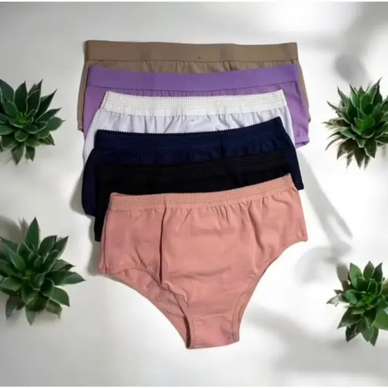 Kit Calçola Cotton Conforto Cintura Alta Algodão Senhora Pos Parto Revenda