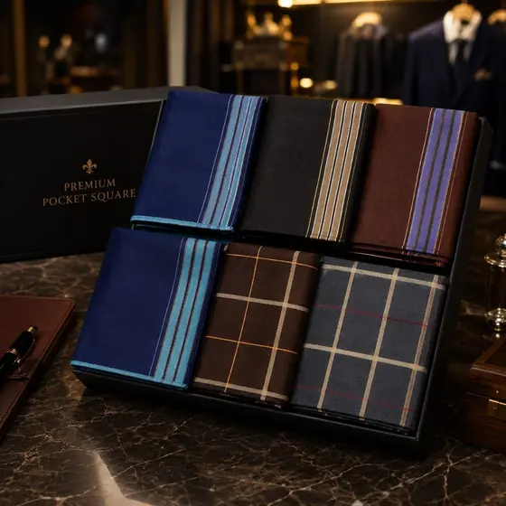 Kit Lenço de Bolso Masculino Social Pocket Square Para Blazer Terno Casamento Festa 3 ou 6 ou 12 Unidades