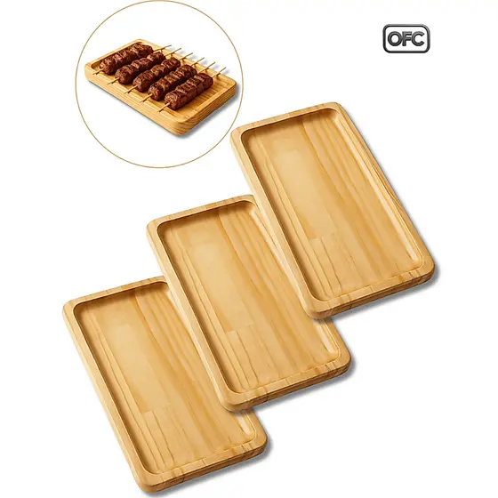 Kit Tabua de Frios Bandeja de Madeira para Espetos Queijo Sushi para Restaurante  27 x 13,5 cm