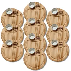 Kit Tabua Petisqueira Madeira Servir Porções Petisco Lanche com Ramequim 5 ou 10 Peças