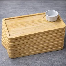 Kit 5 ou 10 Tabuas Petisqueira Madeira Pinus com Ramequim BPA Free  27 x 13,5 cm