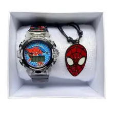 Kit de Relogio Infantil Menino do Homem Aranha Super Heróis toca música acende luz