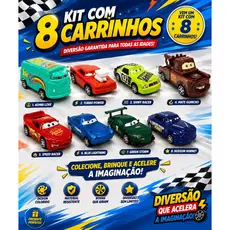 Kit com 8 Carrinhos com Fricção Relâmpago MCqueen Coleçao Completa Envio Rápido