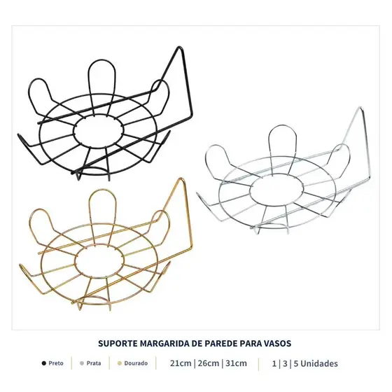 Suporte Parede Margarida para vasos de planta casa e jardim varias cores e tamanhos