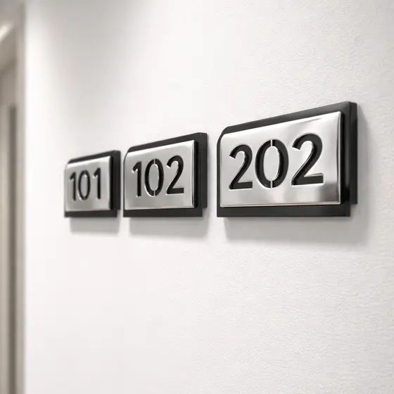 Placa Números de Apartamento Porta em Acrílico Espelhado Residencial