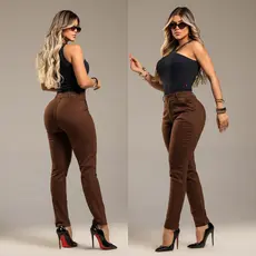 Calça Feminina Brim Sarja Elastano Moda