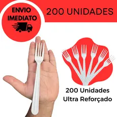 Garfo Descartável 200 Unidades Ultra Reforçado Branco Para Refeição Marmita Churrasco Resistente