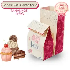 SACO KRAFT SOS DELIVERY TEMA DOCERIA DOCINHOS COOKIES COM 50/100 UNIDADES TODOS OS TAMANHOS