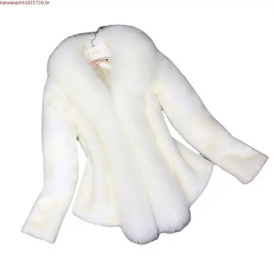 Casaco Feminino De Pele Falsa De Pelo Sintético S-3XL/Elegante/Quente/Grosso/Da Moda