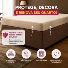 Saia para Cama Box Casal Microfibra Matelado Ultrassônico com Elástico