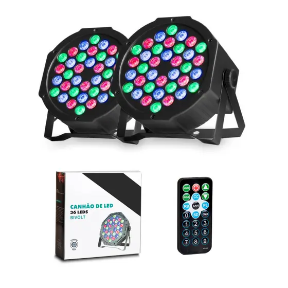 Kit 2 Canhão Refletor 36 Leds Dmx512 Festa/balada 127v/220v