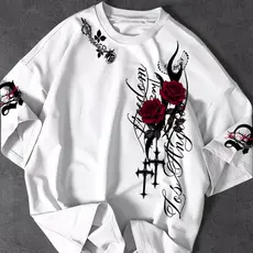 Camiseta T-Shirt Unissex Algodão Streetwear Los Angeles Rosas Dark