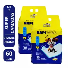 Kit 2 Tapetes Higiênicos 60 Unidades Cachorro Pet Dog Ultra Absorção 80x60