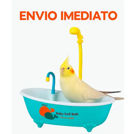 Banheira para Calopsita e Boneca com Chuveirinho – Ideal para Higiene e Diversão  Com Pilha