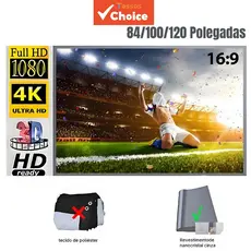 TASSOS Tela De Projeção 70/80/100/120 Polegadas 4K Full HD 16:9 Cinza Anti-luz,lavável e portátil