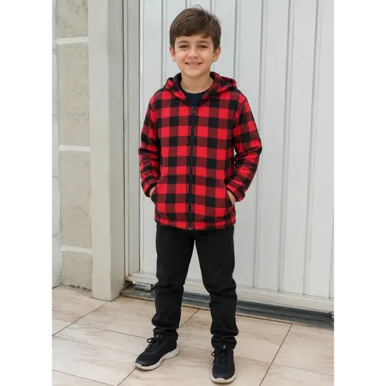 Casaco xadrez flanelado infantil ; Blusa xadrez infantil flanelada ; Casaco infantil ; casaco com capuz manga e zíper